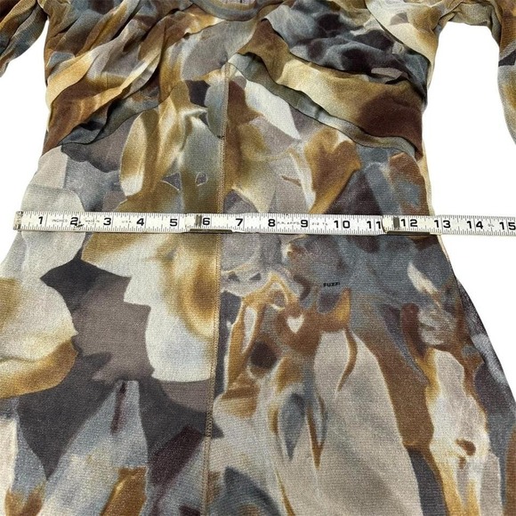 Y2K era Fuzzi Italy Sheer Mesh Abstract Print Midi Dress Size M - Picture 6 of 7